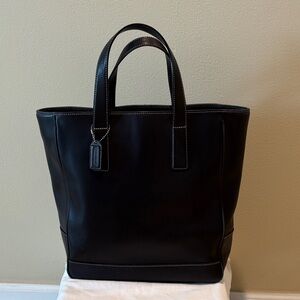 Vintage Coach Black Leather Tote Bag